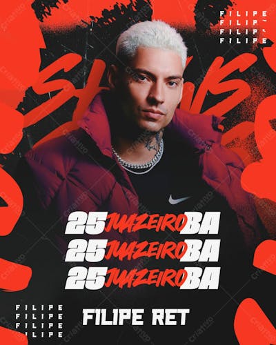 122   Agenda De Shows Filipe Ret Feed Psd Editável
