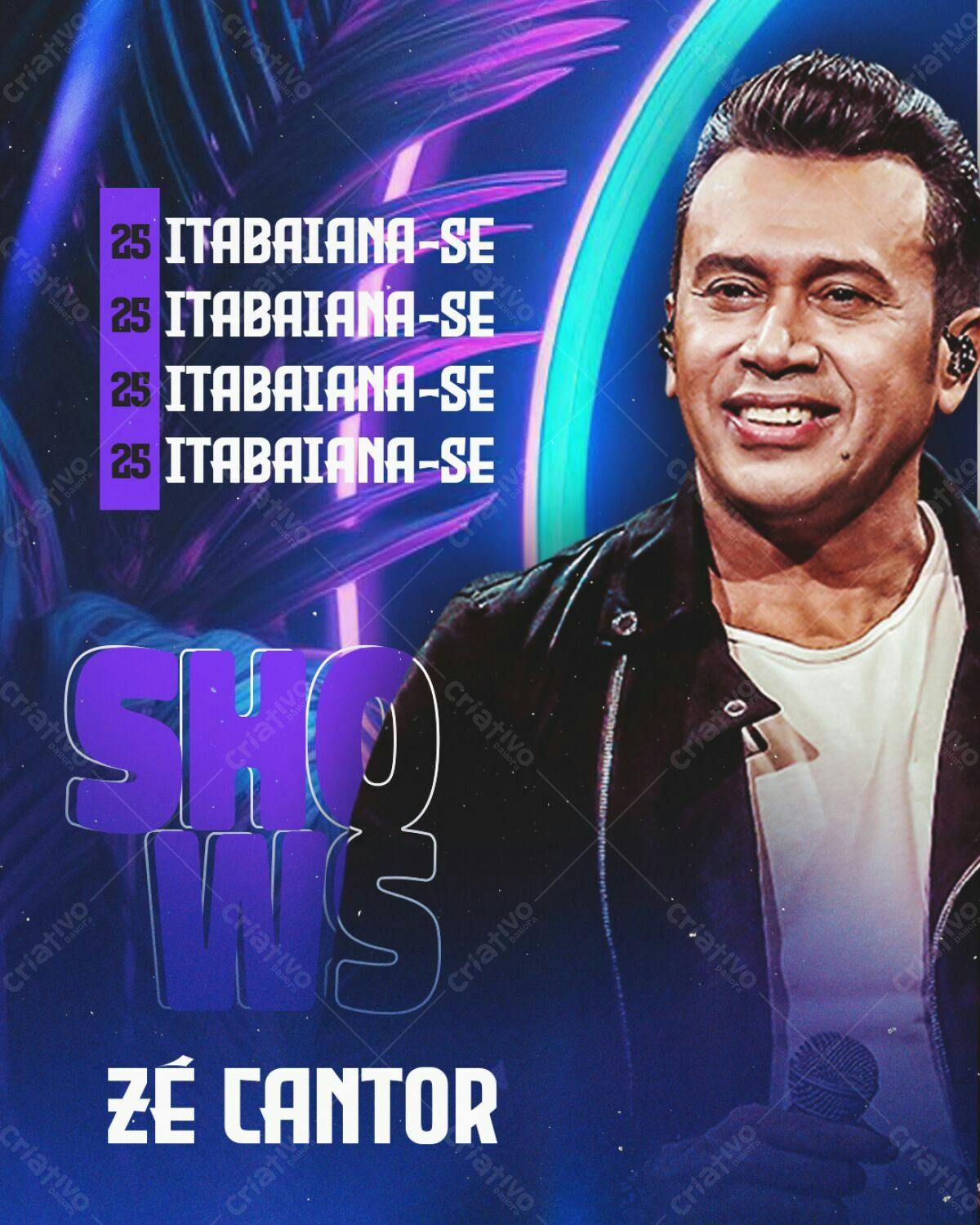 Flyer para Show Zé Cantor em Itabaiana-SE PSD Editável