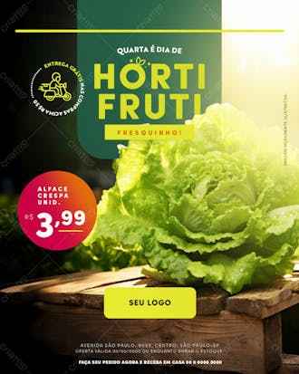 Feed hortifrutti quarta é dia de hort fruti alface psd
