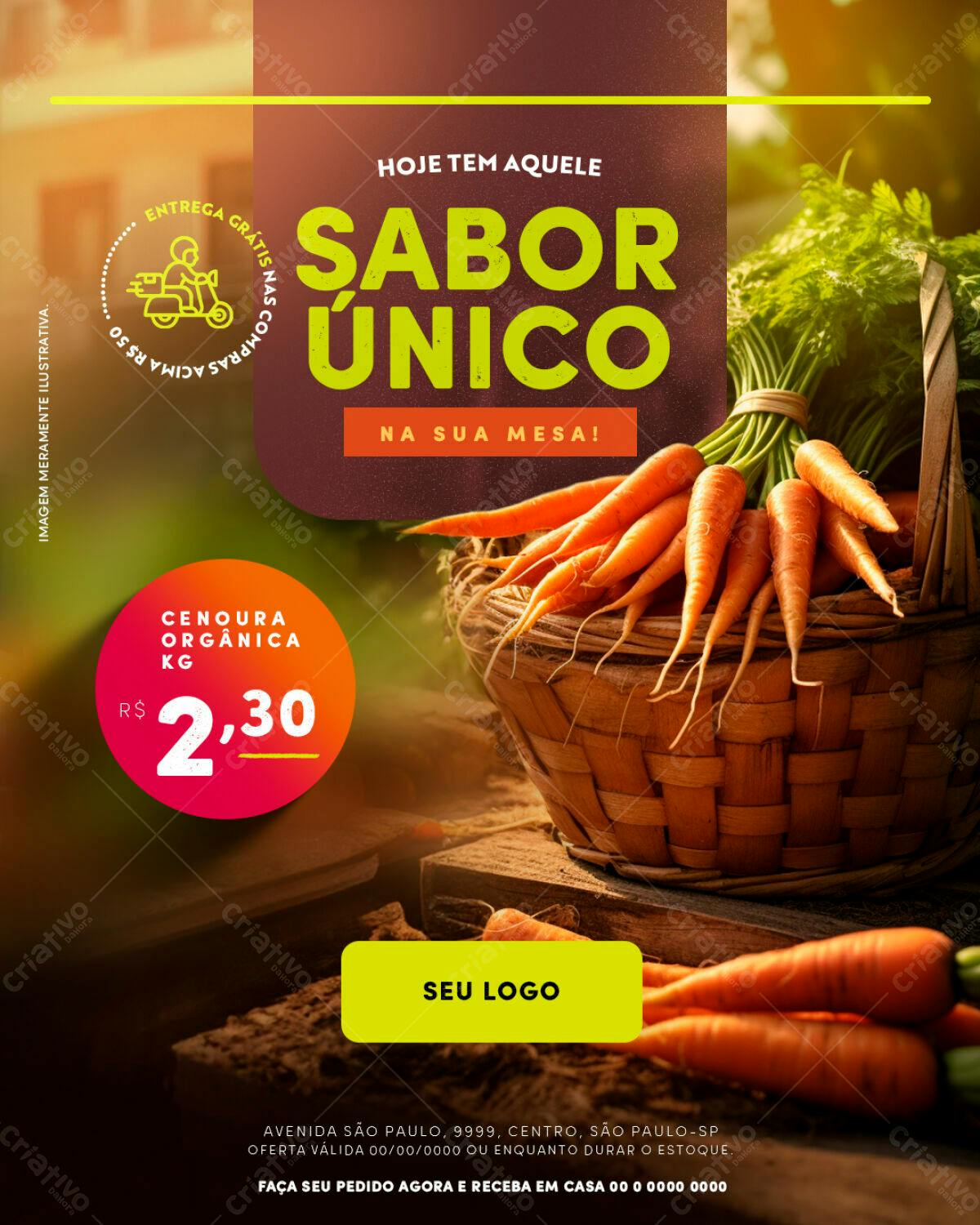 Flyer de Promoção de Cenoura Orgânica PSD Editável