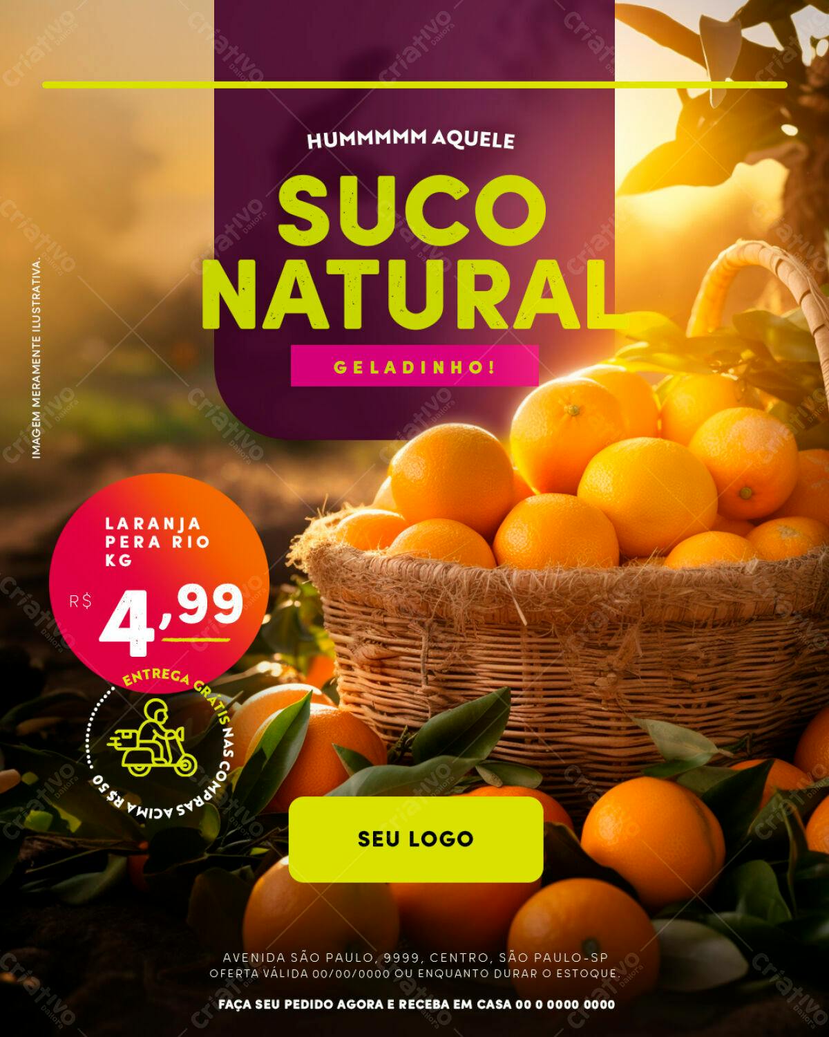 Flyer para Suco Natural PSD Editável