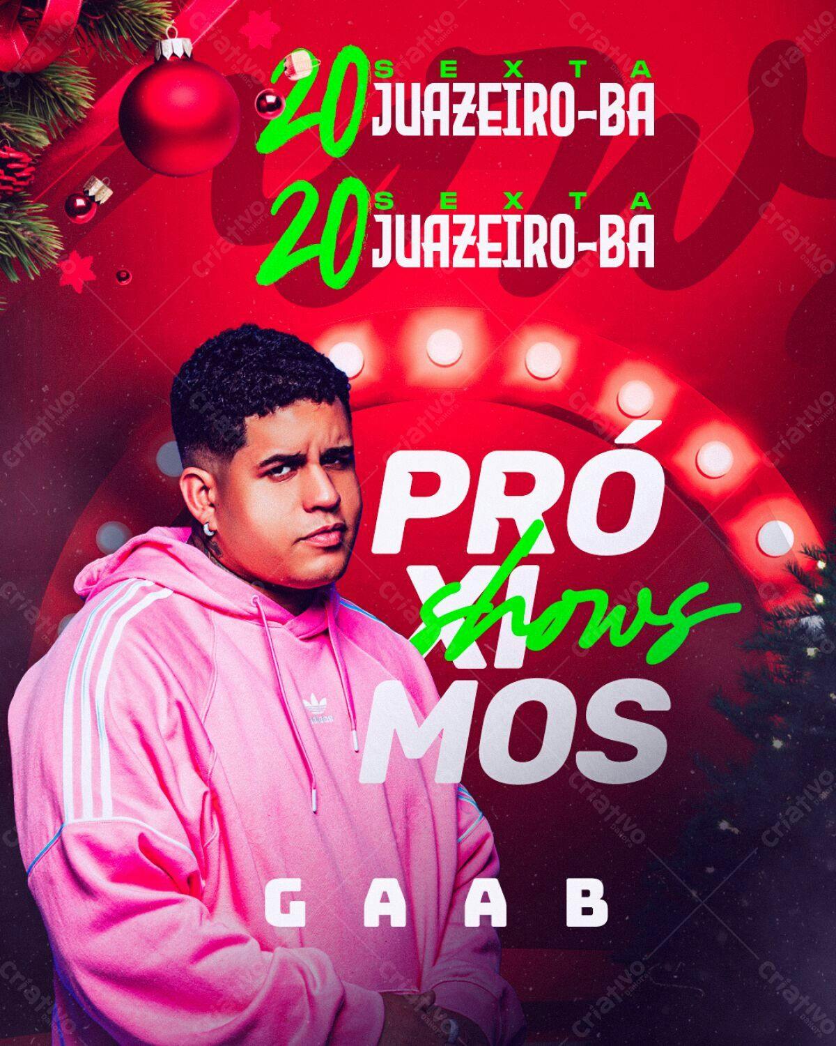 Flyer para Show do Gaab em Juazeiro-BA PSD Editável