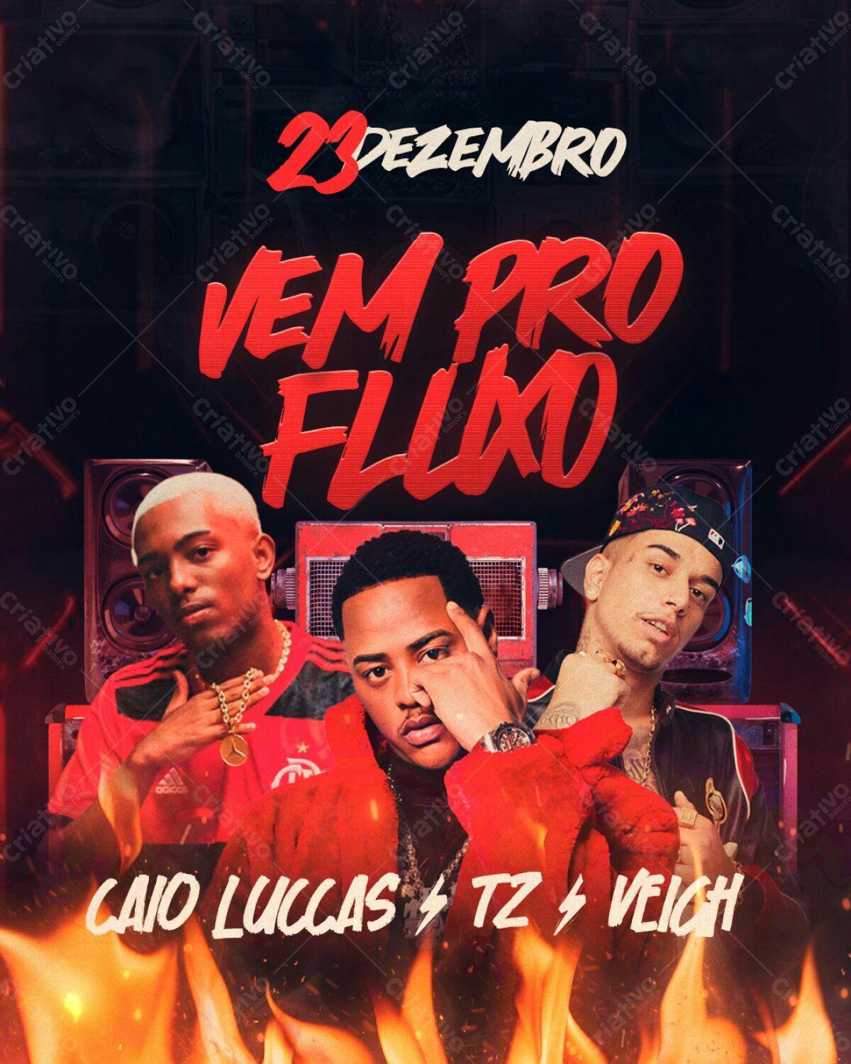 Flyer para Festa com Caio Luccas, TZ e Veigh PSD Editável