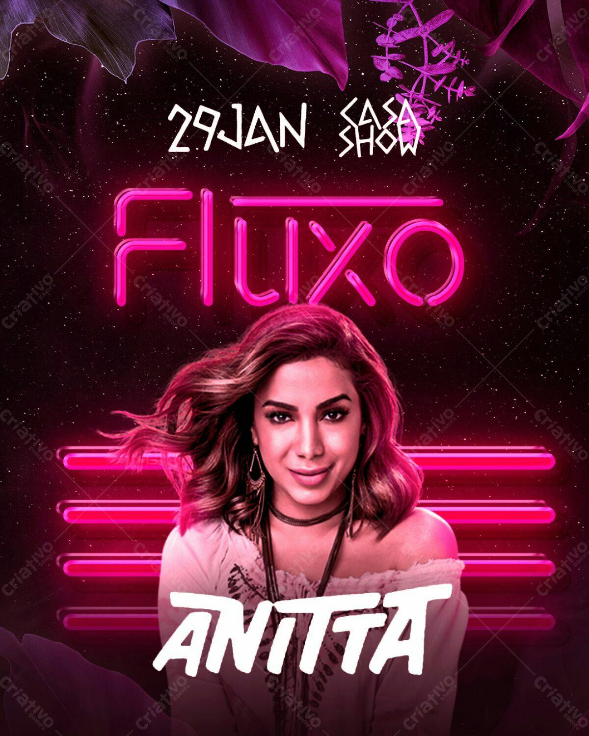 Flyer para Show da Anitta PSD Editável