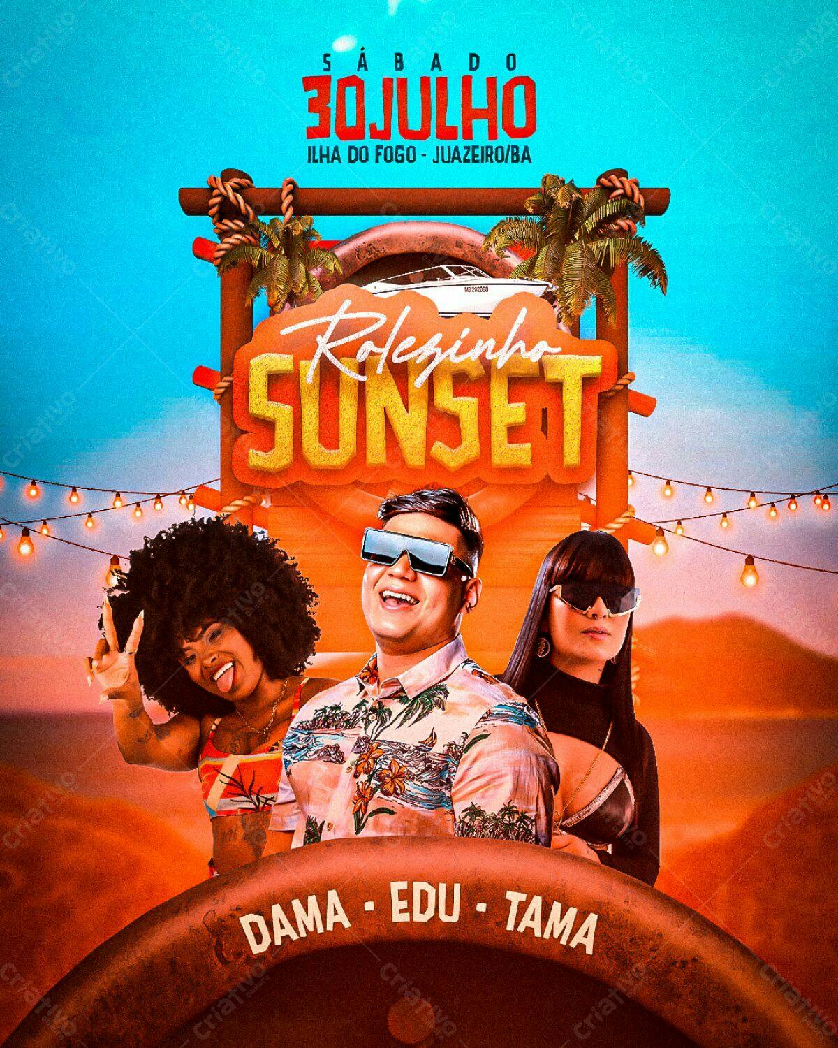 Flyer para Festa Sunset Rolezinho PSD Editável