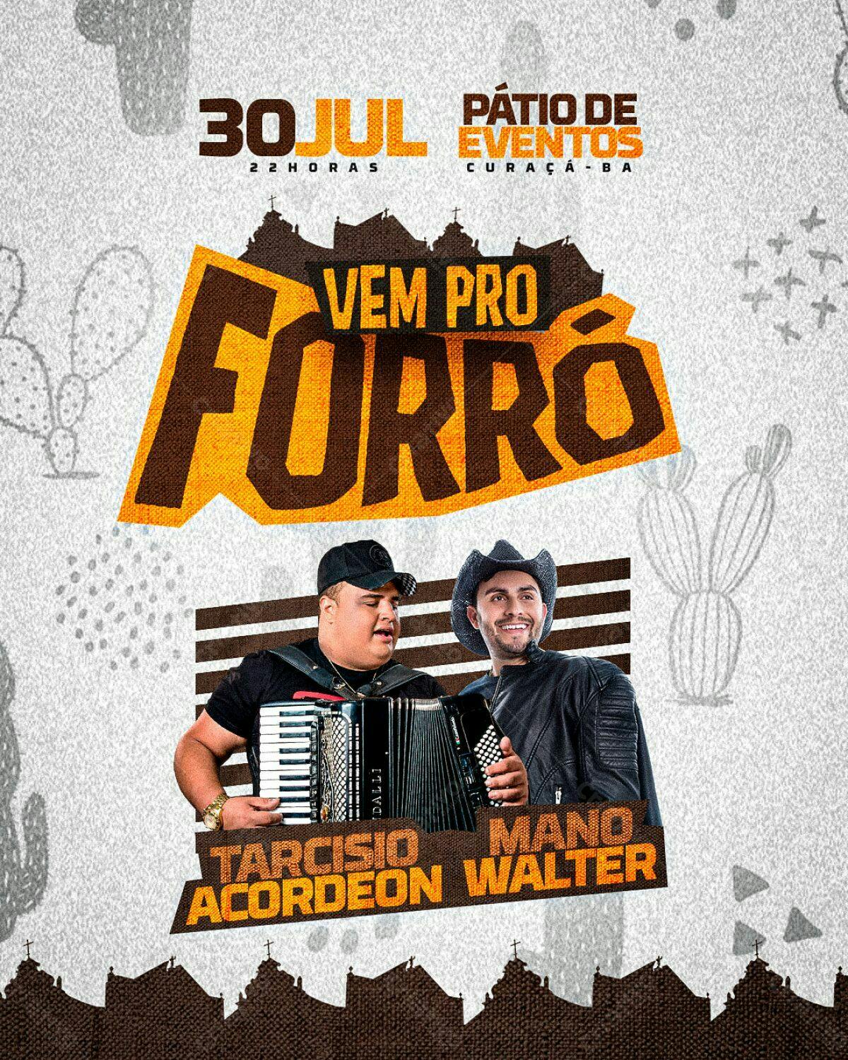 Flyer Forró com Tarcísio e Mano Walter PSD Editável