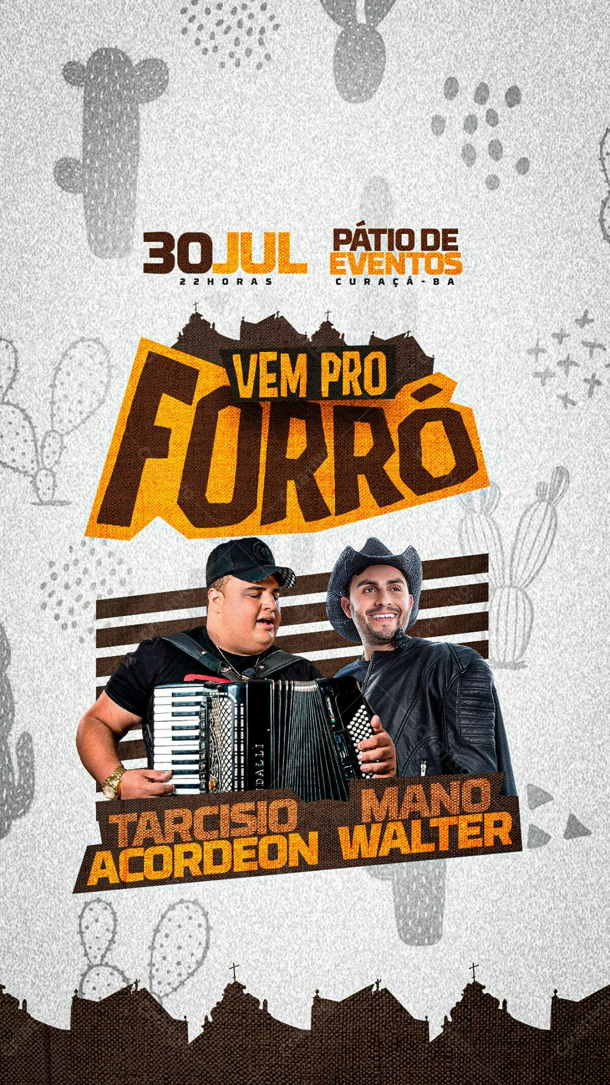 Flyer Forró com Tarcísio e Mano Walter PSD Editável