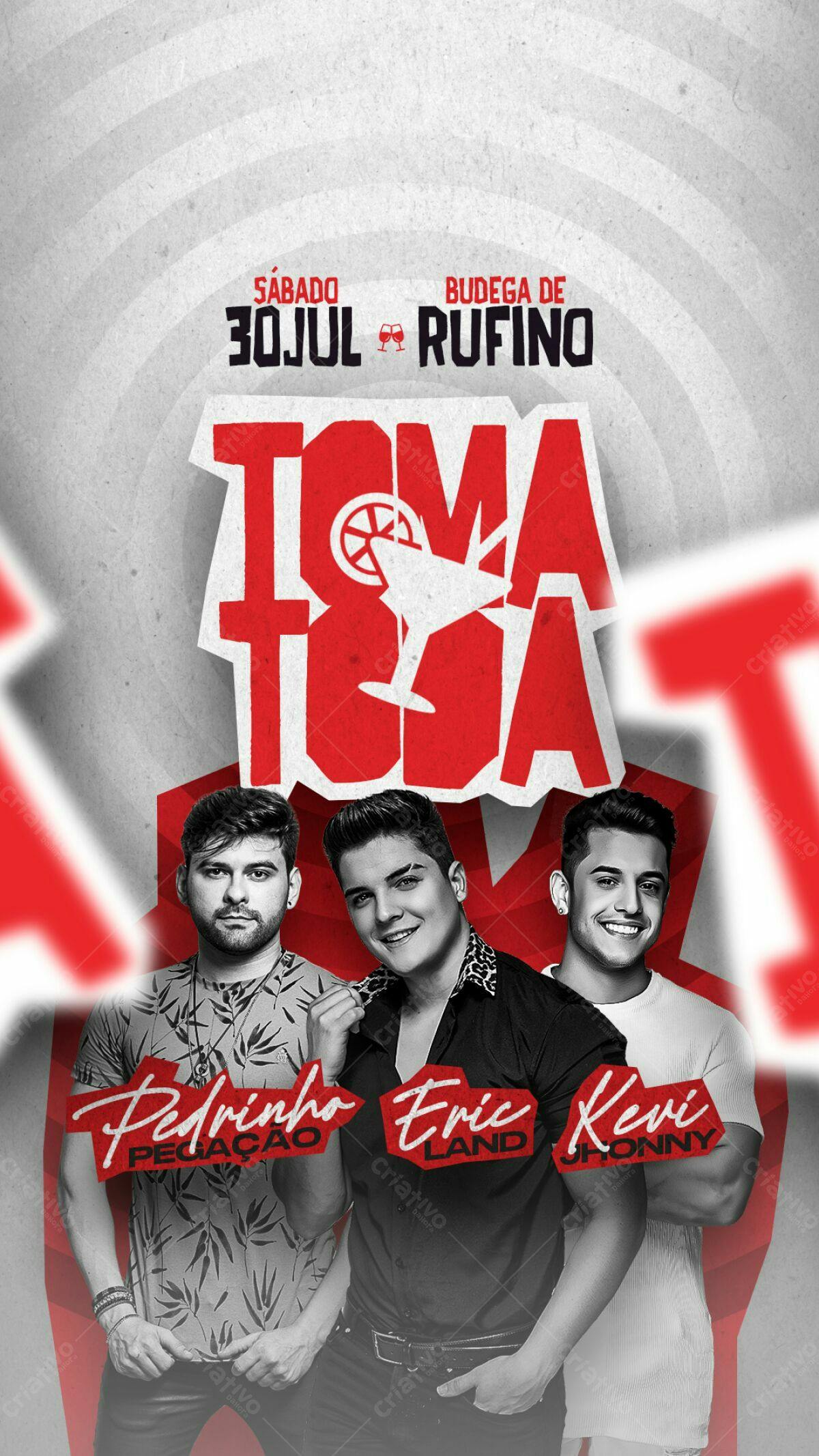Flyer Festa com Pedrinho Pegação, Eric Land e Kevin Jonny PSD Editável