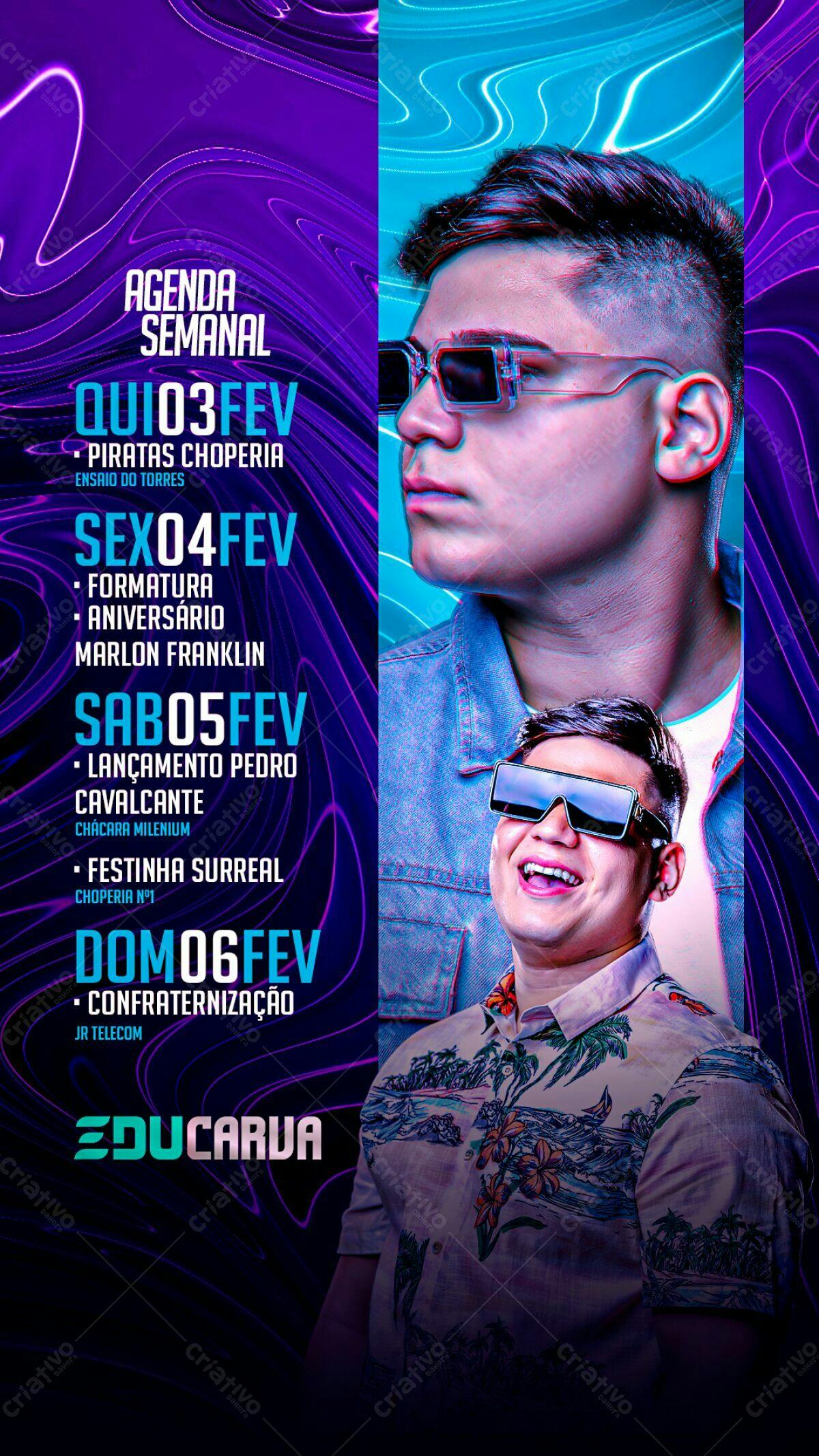 Flyer Agenda Semanal de Eventos PSD Editável