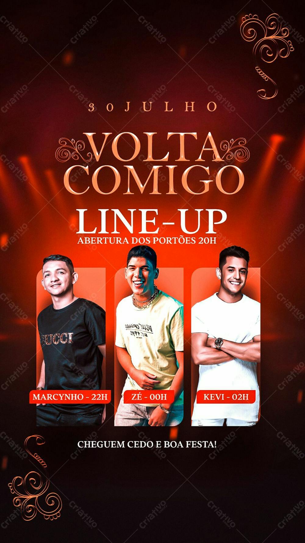 20   Flyer Line Up Evento Volta Comigo Piseiro Marcynho Zé Vaqueiro Stories