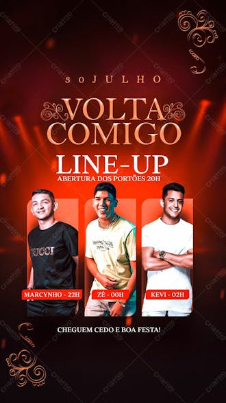 20 flyer line up evento volta comigo piseiro marcynho zé vaqueiro stories