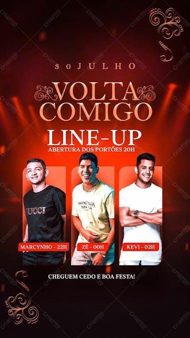 20 flyer line up evento volta comigo piseiro marcynho zé vaqueiro stories