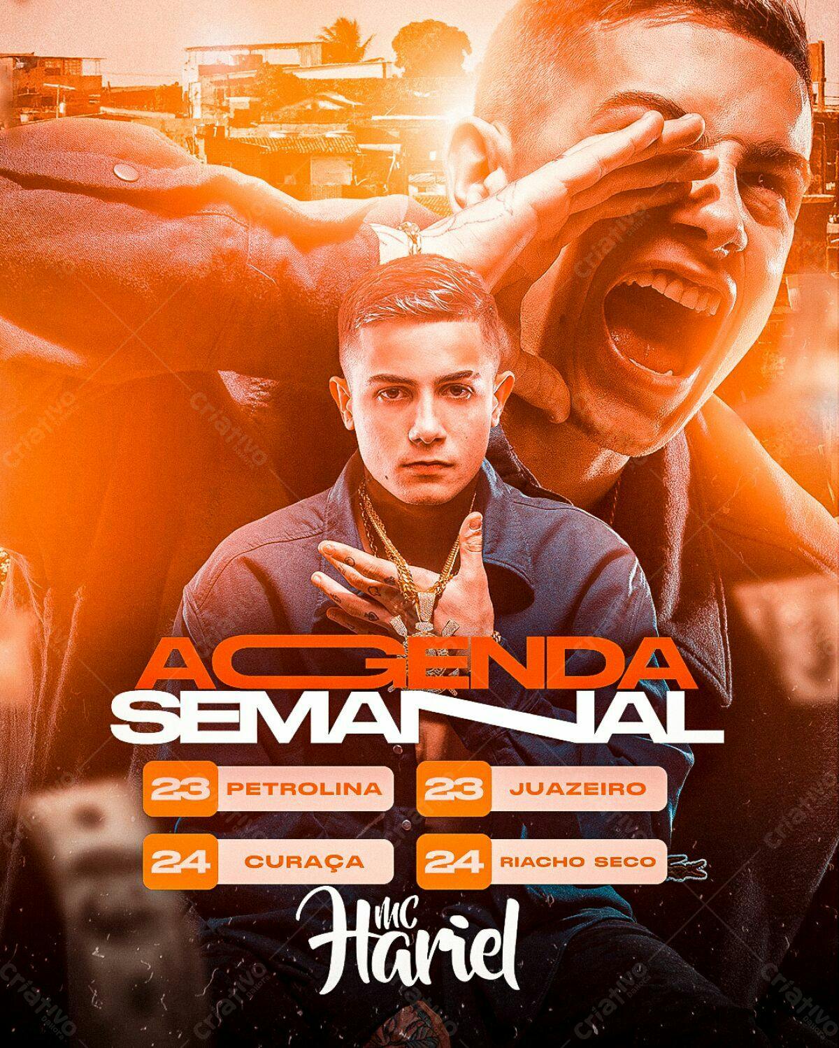 Flyer Agenda Semanal MC Hariel PSD Editável