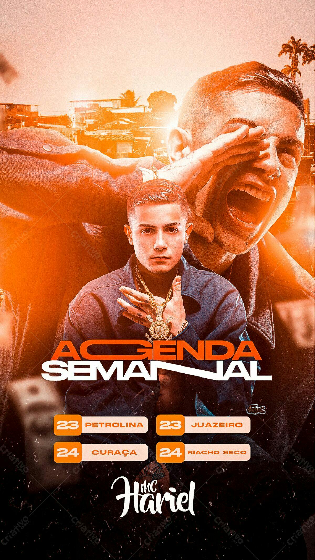 Flyer Agenda Semanal MC Hariel PSD Editável
