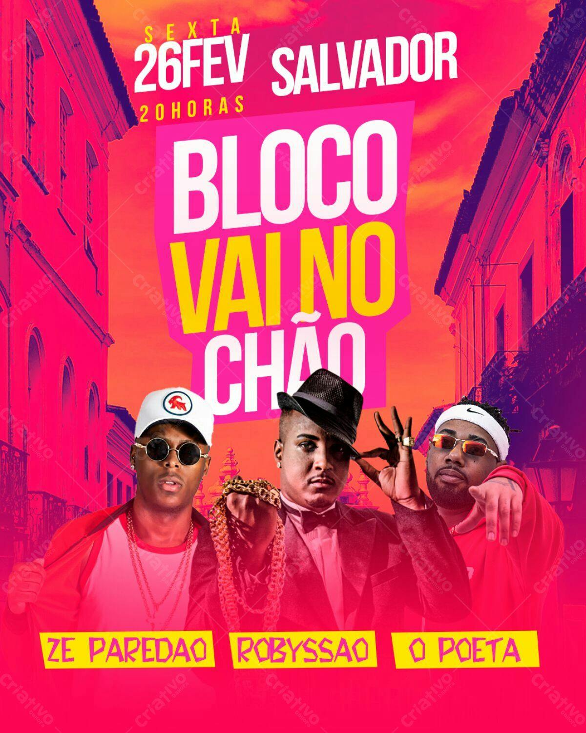 Flyer Bloco Vai no Chão PSD Editável