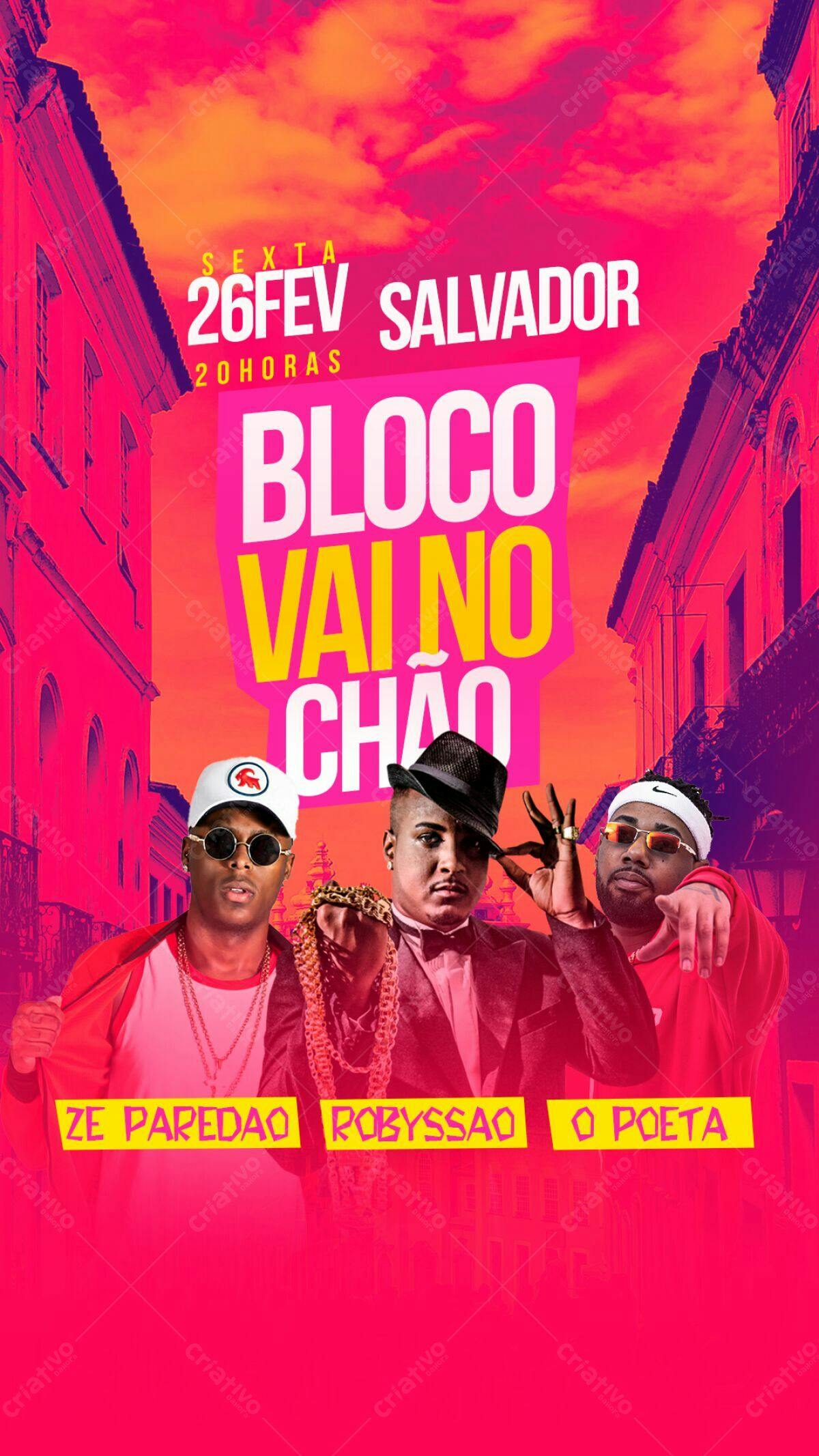 Flyer Bloco Vai no Chão PSD Editável