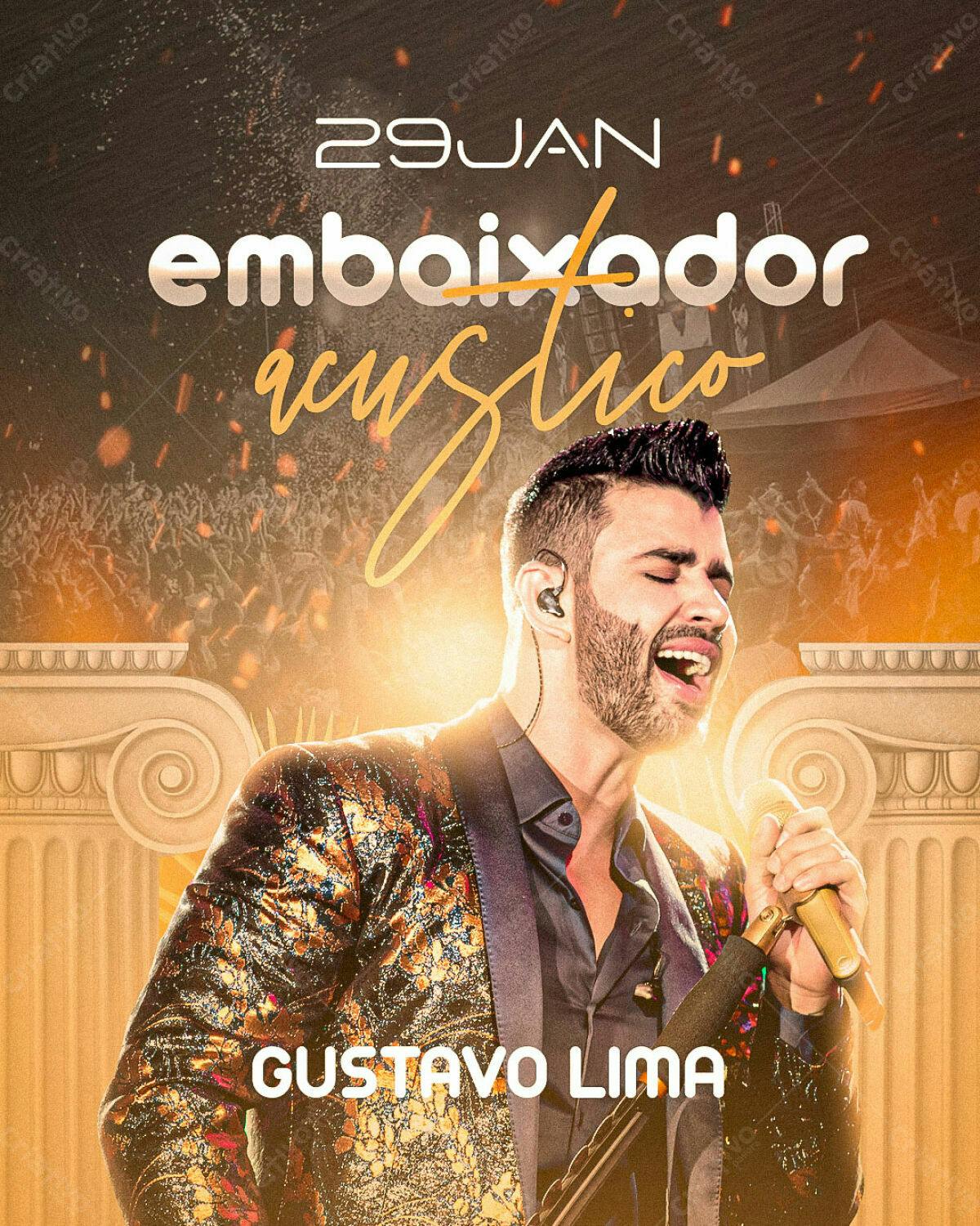 Flyer para Show Acústico Gustavo Lima PSD Editável