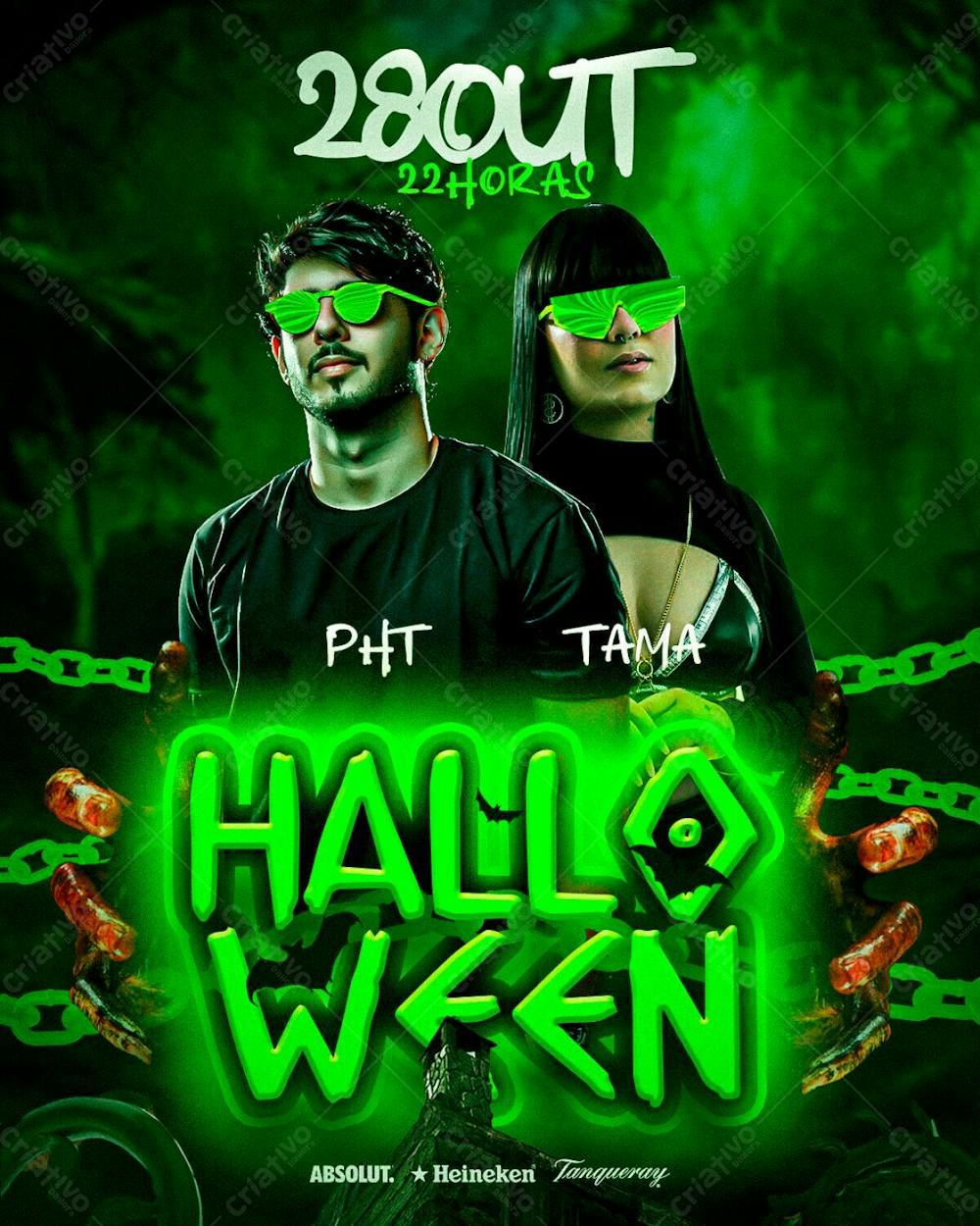 46   Flyer Evento Halloween Dj Pht E Dj Tama Feed Psd Editável