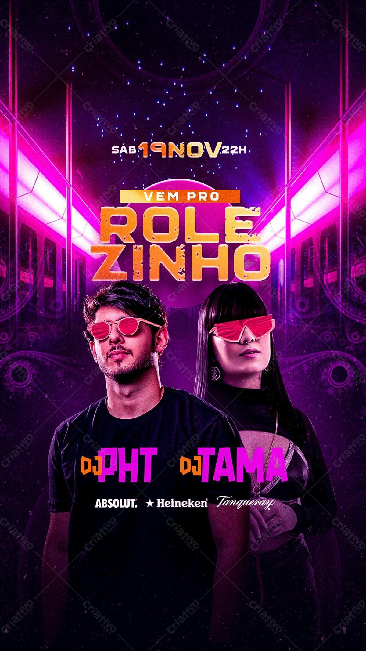 Flyer Festa DJ PHT e DJ Tama PSD Editável
