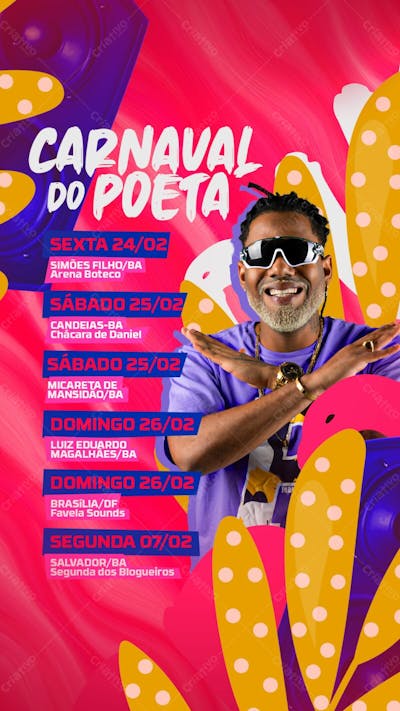 52   Flyer Artista Agenda De Shows Carnaval O Poeta Stories Psd Editável