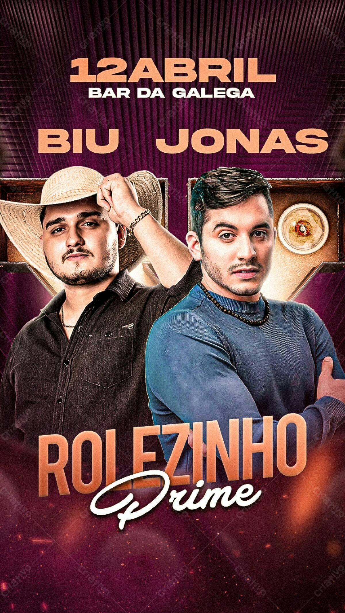 Flyer para Show de Biu Jonas e Rolezinho Prime PSD Editável