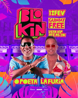 55 flyer evento carnaval o poeta e la fúria blokin feed psd editável