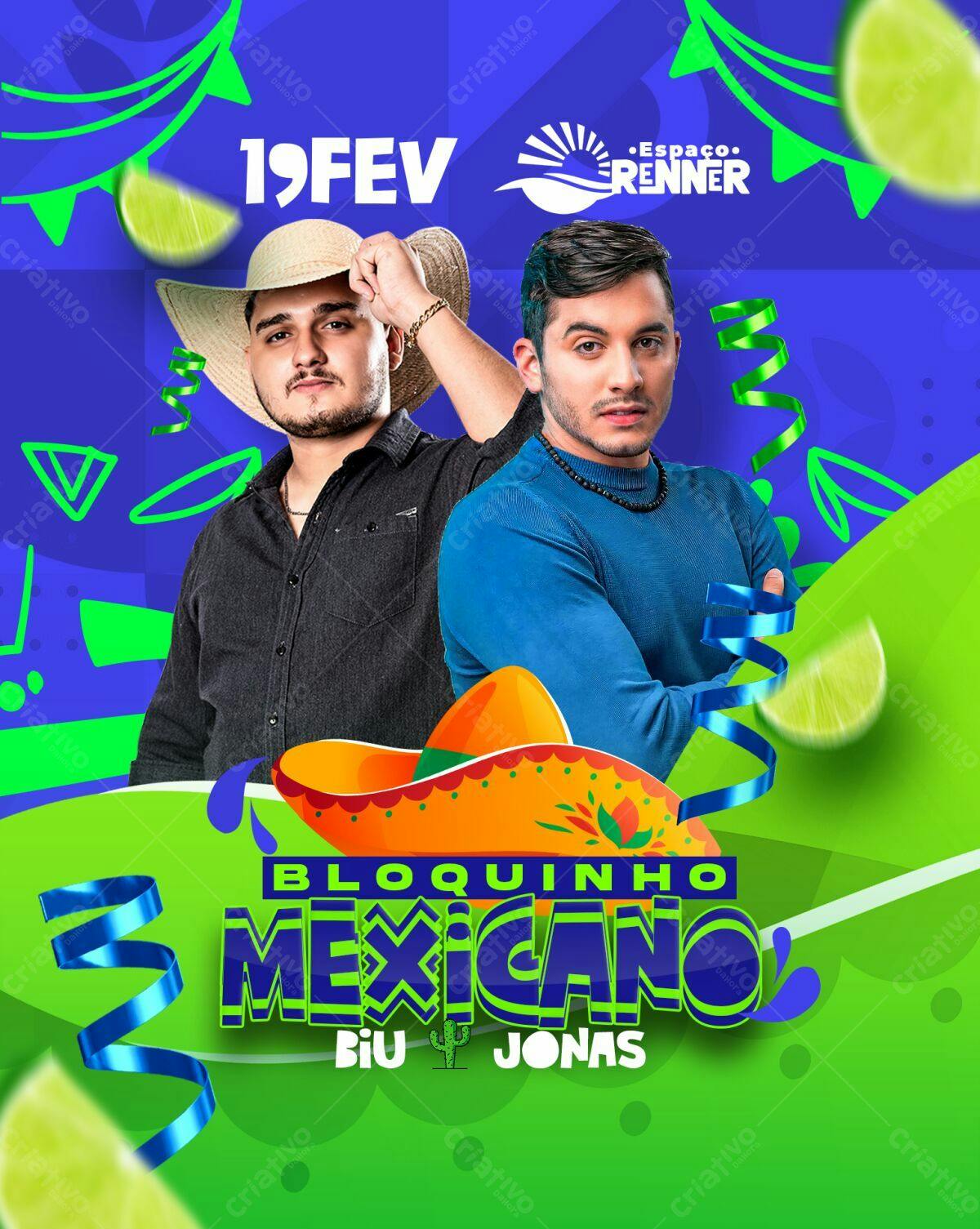 Flyer Bloquinho Mexicano com Biu e Jonas PSD Editável