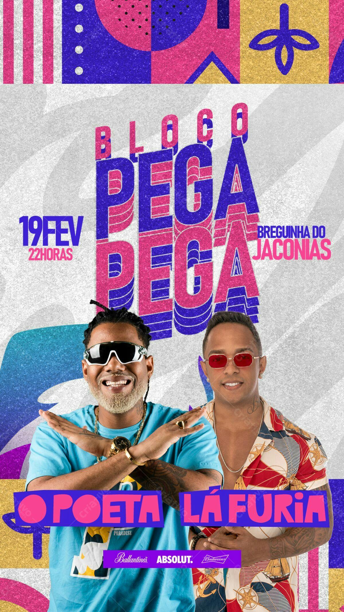 Flyer Festa Bloco Pega Pega PSD Editável