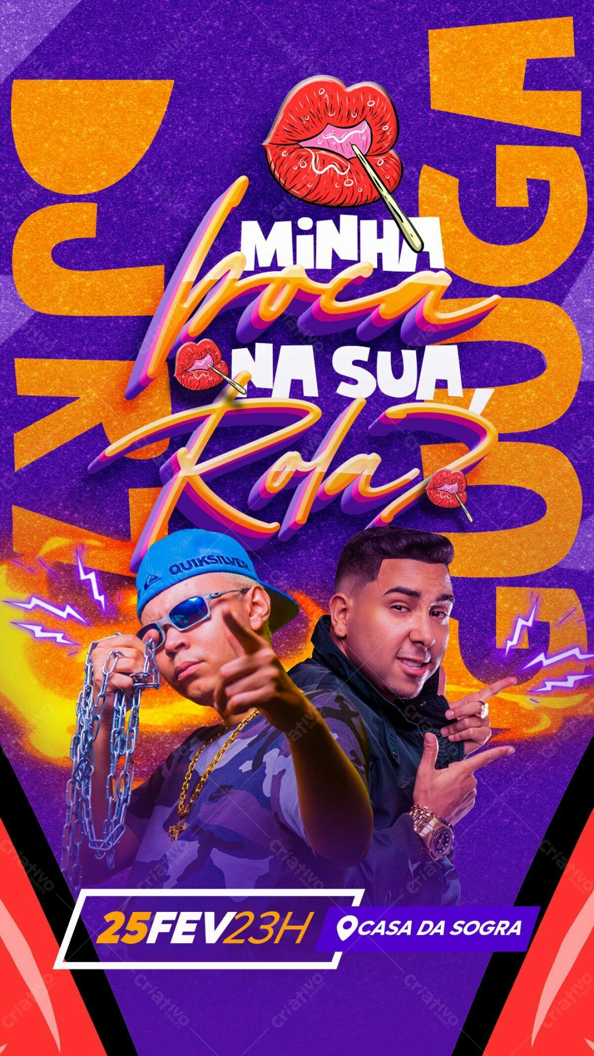 Flyer Festa "Minha Boca na Sua" PSD Editável
