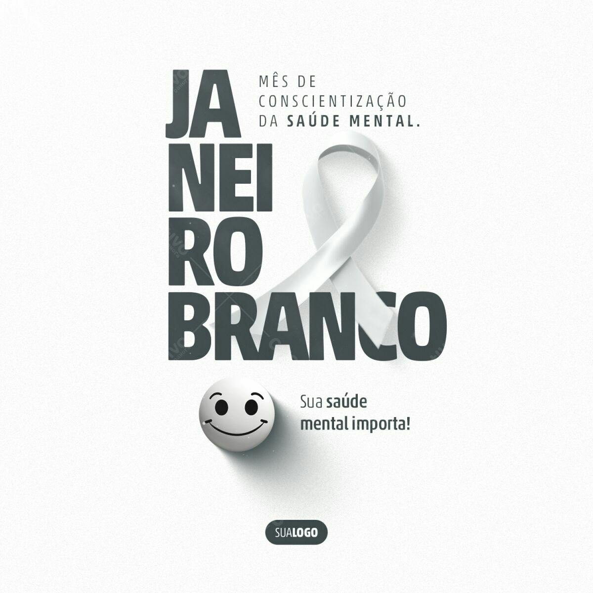 Flyer Janeiro Branco Saúde Mental PSD Editável