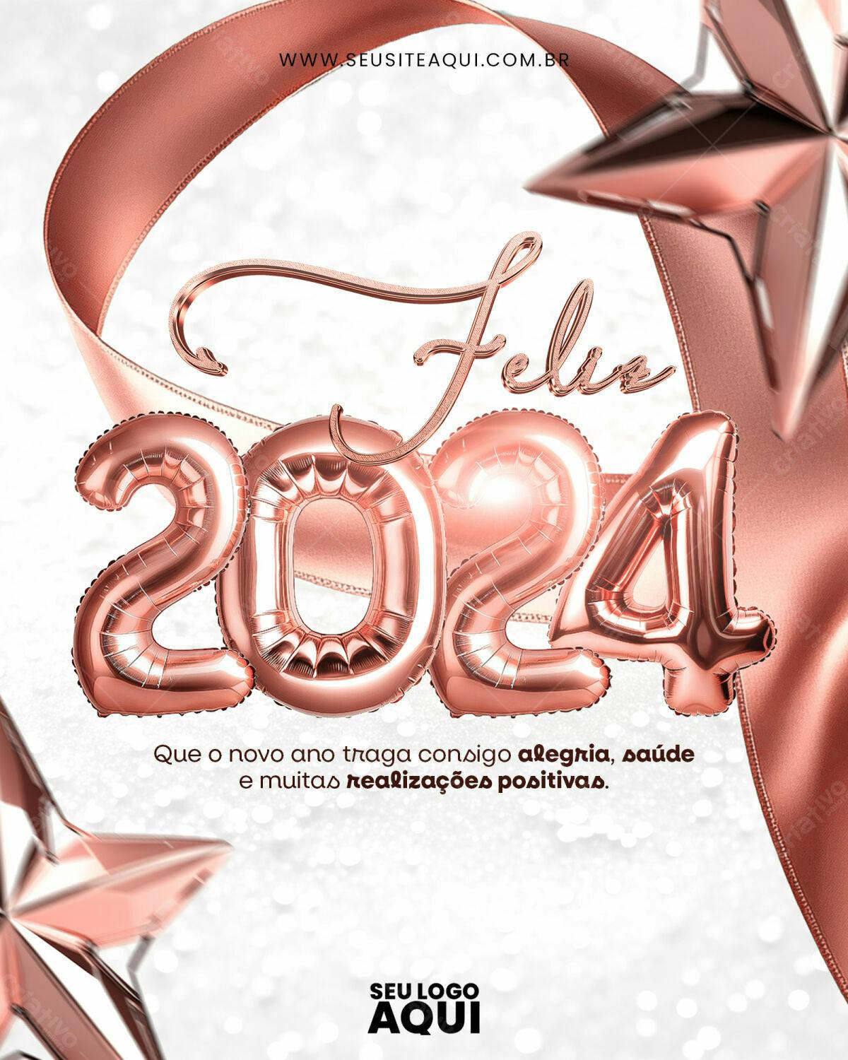 Flyer Feliz Ano Novo 2024 PSD Editável