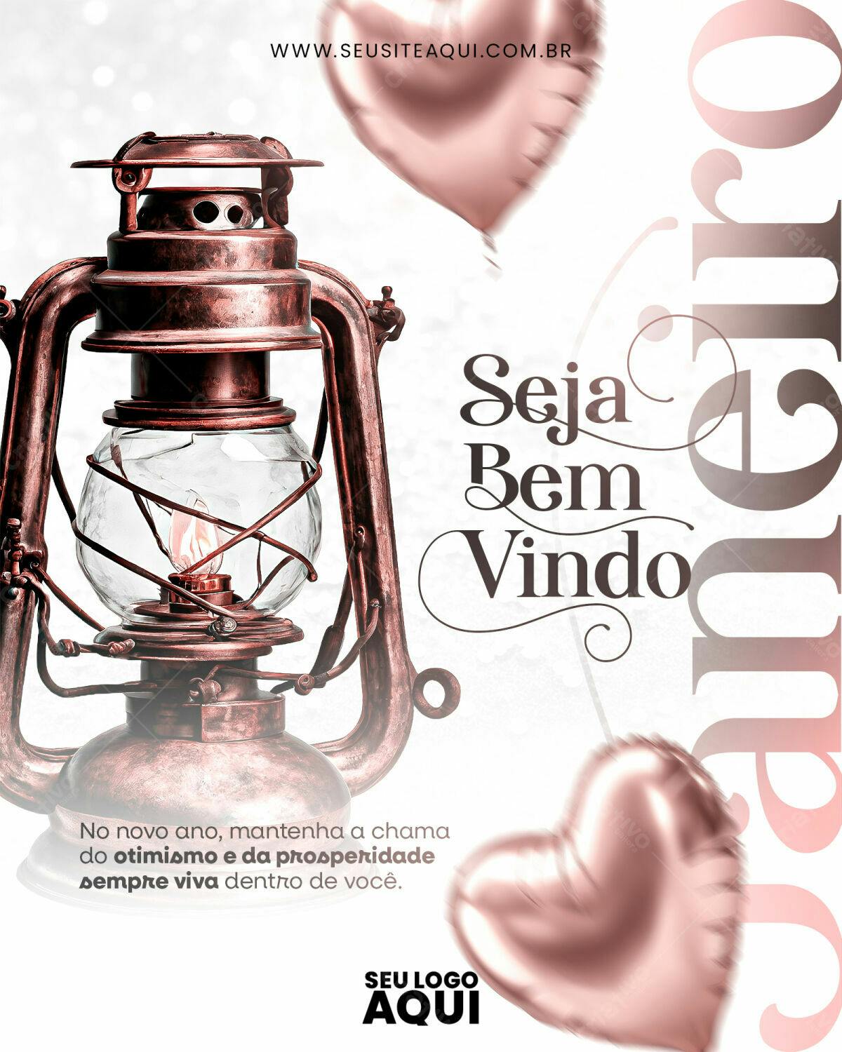Flyer de Boas Vindas Janeiro PSD Editável