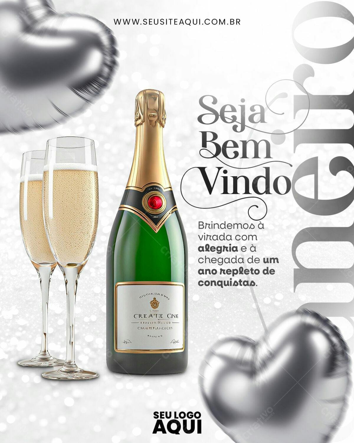 Flyer Ano Novo Champanhe PSD Editável