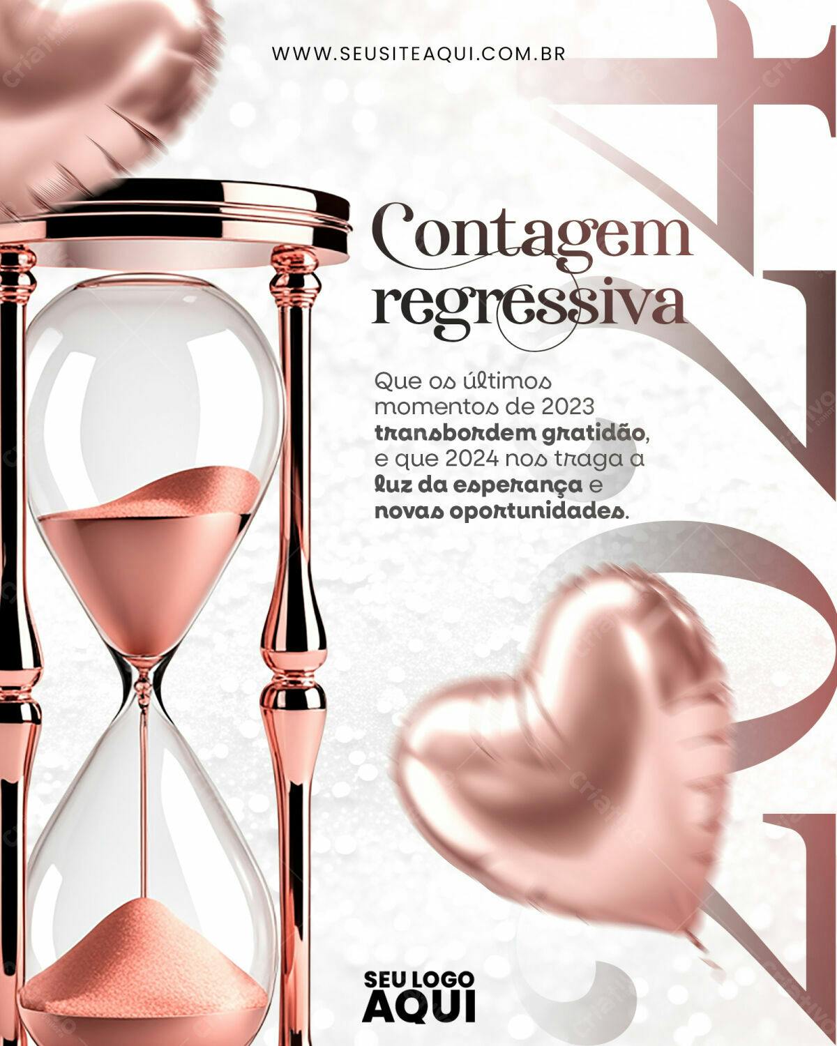 Flyer Fim de Ano Rosa Gold PSD Editável