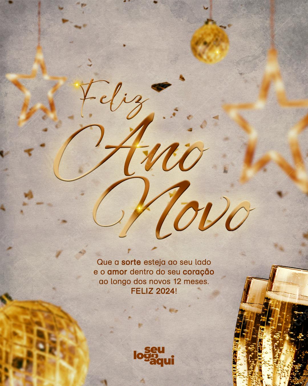 Flyer Feliz Ano Novo PSD Editável