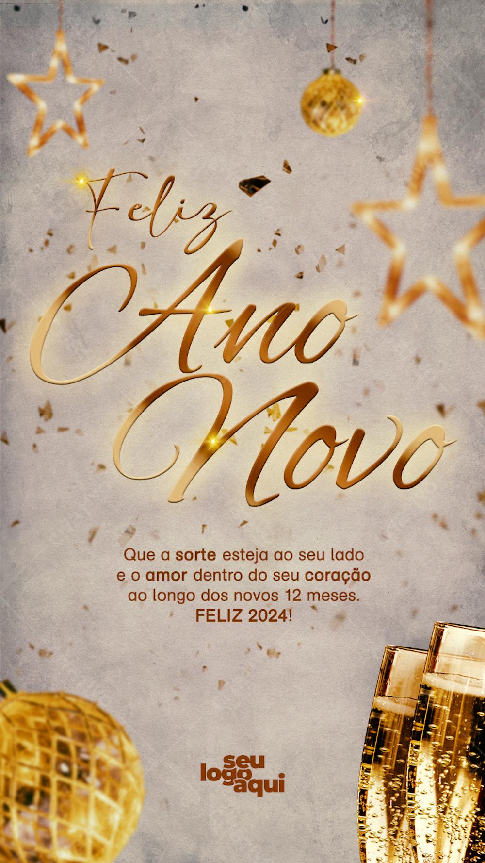 Feliz Ano Novo , arte editável, data comemorativa, imagens inclusas, PSD