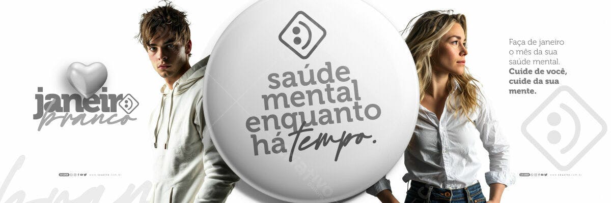 Banner Janeiro Branco Saúde Mental PSD Editável