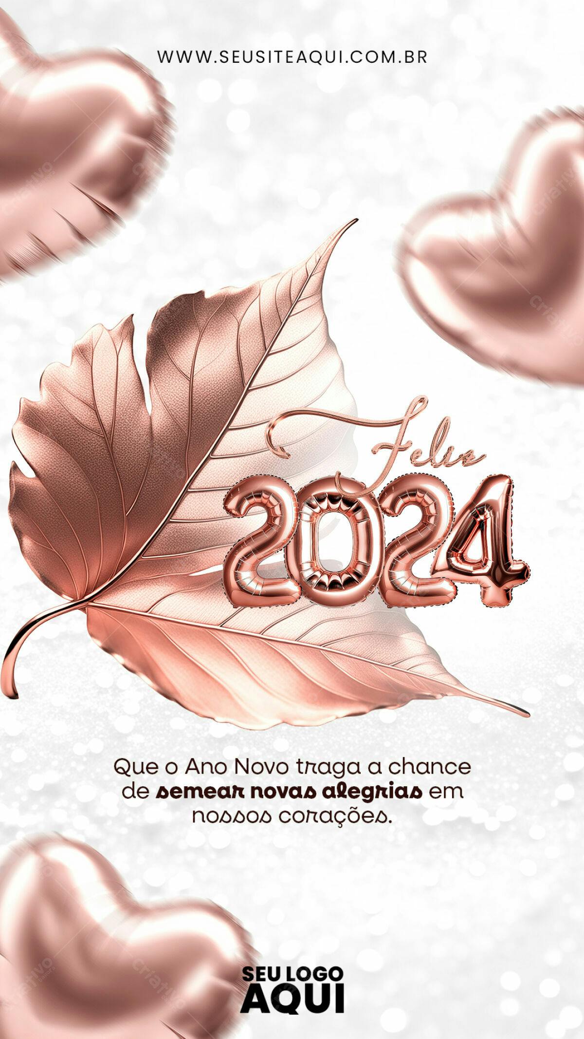 Flyer Ano Novo Rosé Gold PSD Editável