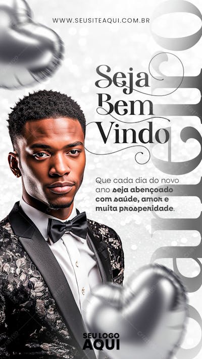 STORY | SEJA BEM VINDO JANEIRO | BEM VINDO 2024 | FELIZ ANO NOVO| PSD EDITÁVEL