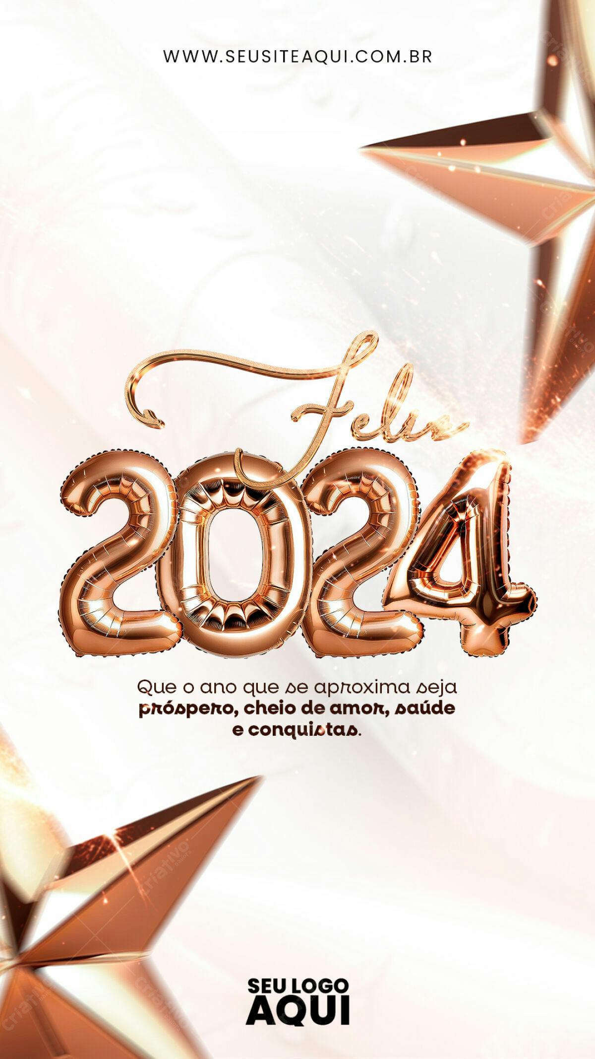 Flyer Feliz Ano Novo 2024 PSD Editável