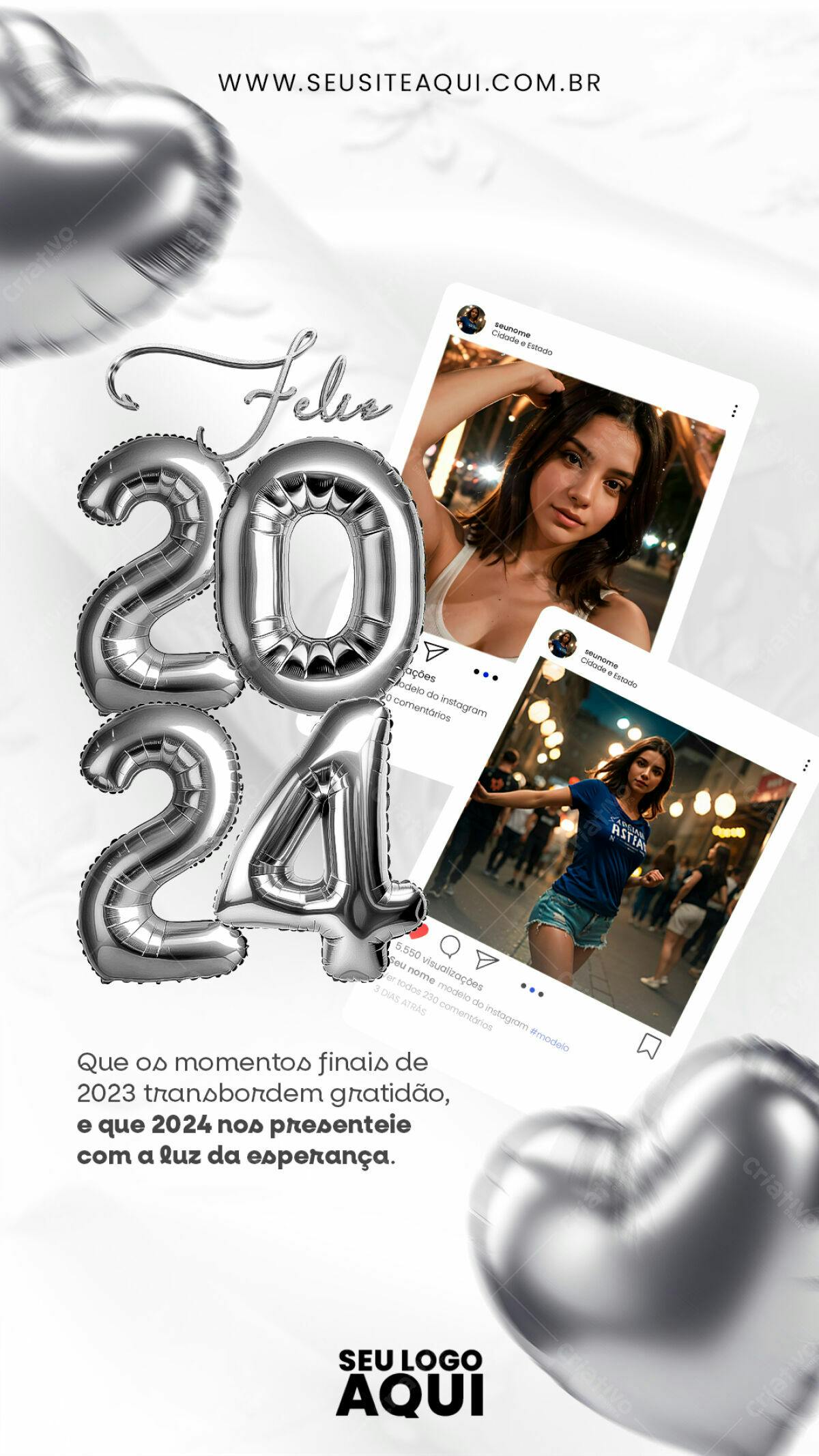 Postagem Instagram Ano Novo PSD Editável
