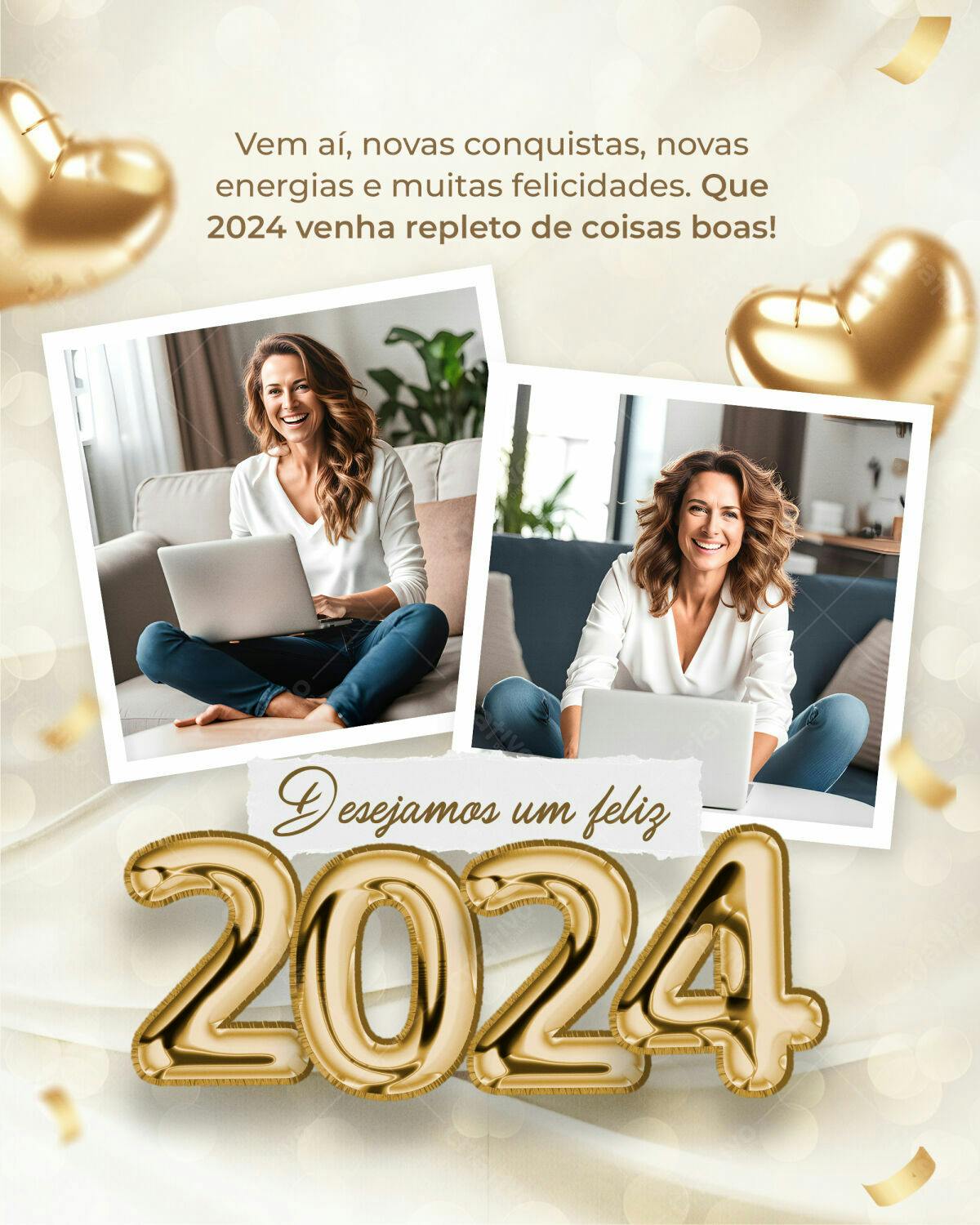Postagem de Ano Novo 2024 PSD Editável