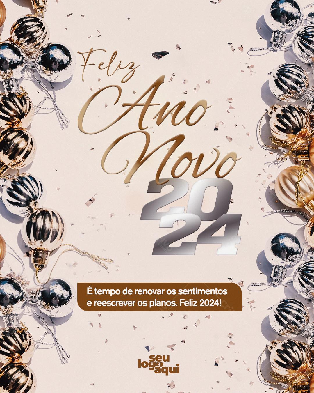 Postagem Feliz Ano Novo 2024 PSD Editável