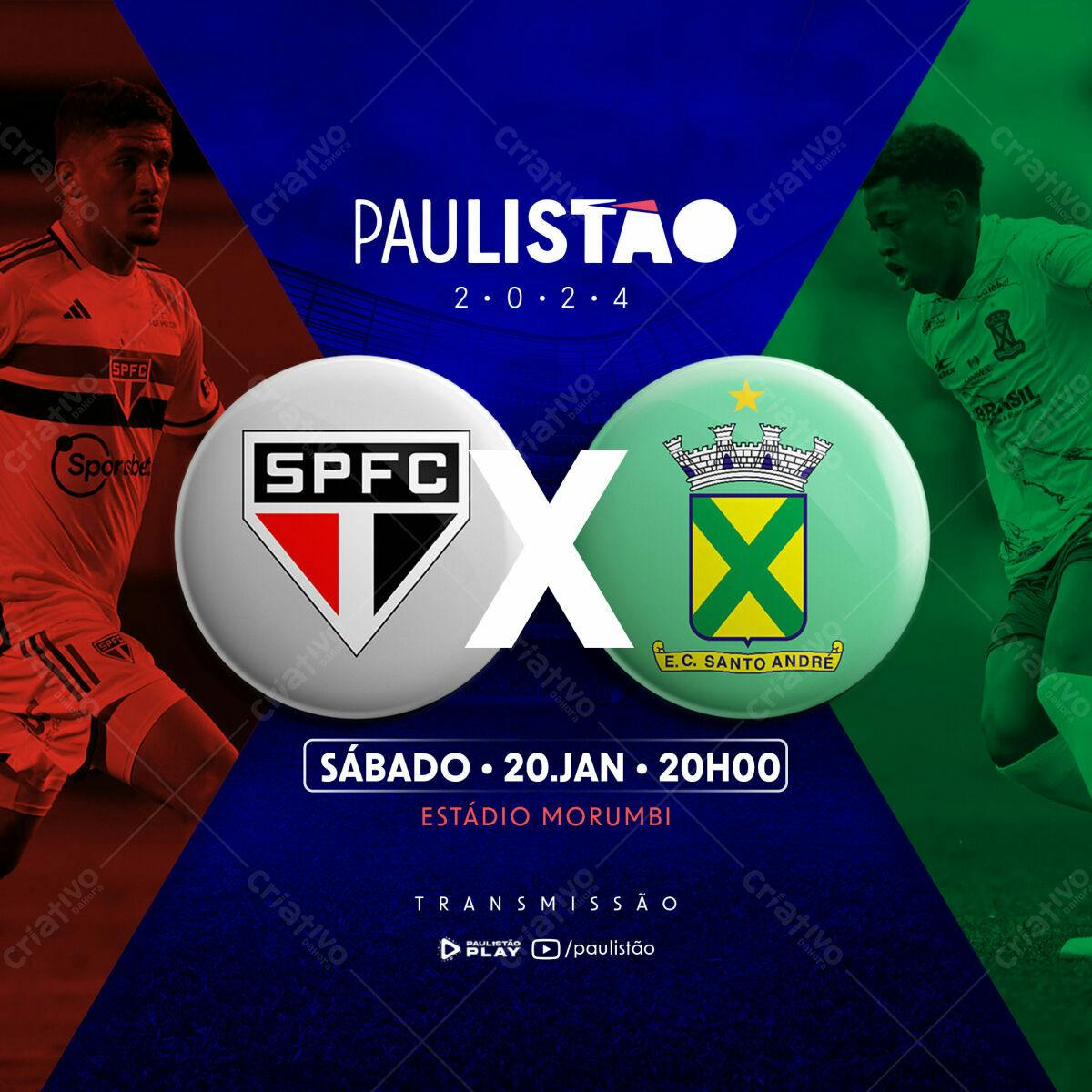 Flyer Paulistao SPFC x Santo André PSD Editável