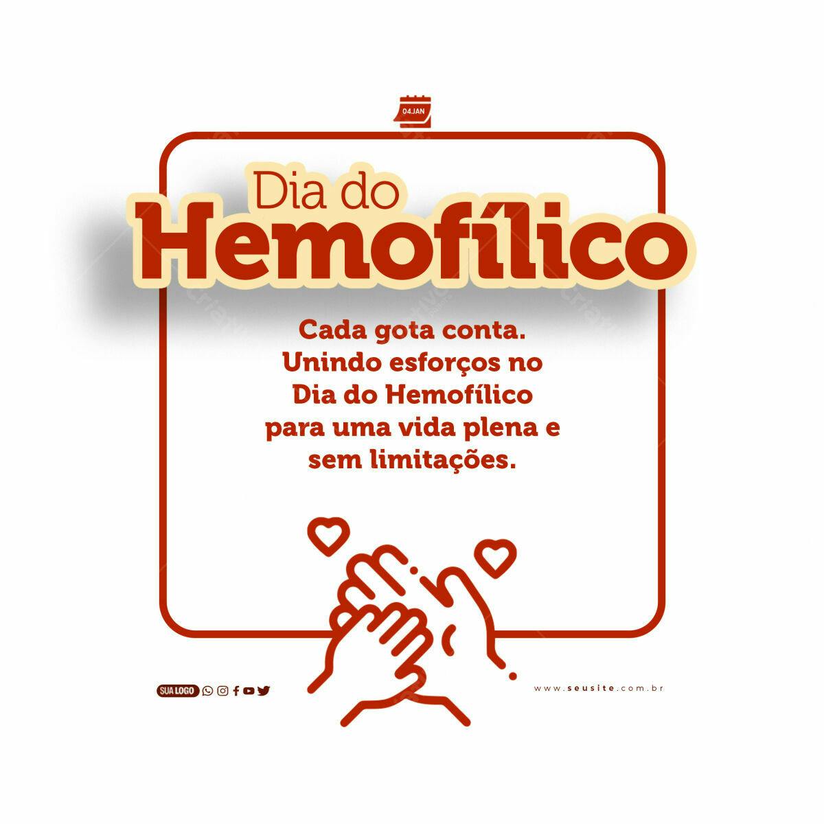 Post para o Dia do Hemofílico PSD Editável