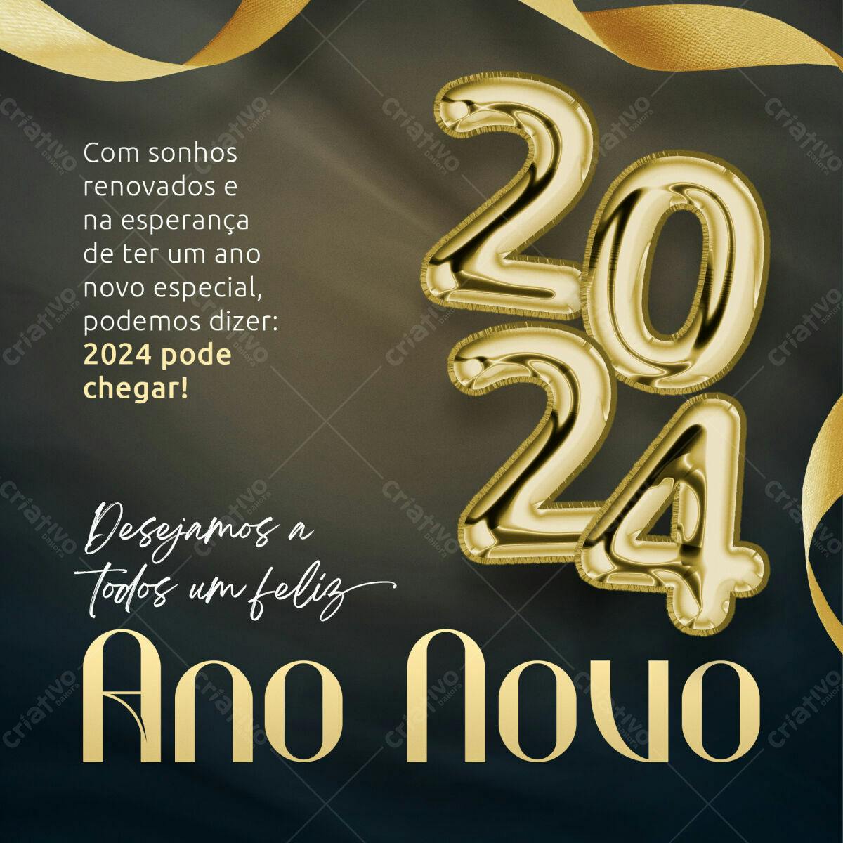 Postagem de Ano Novo 2024 PSD Editável