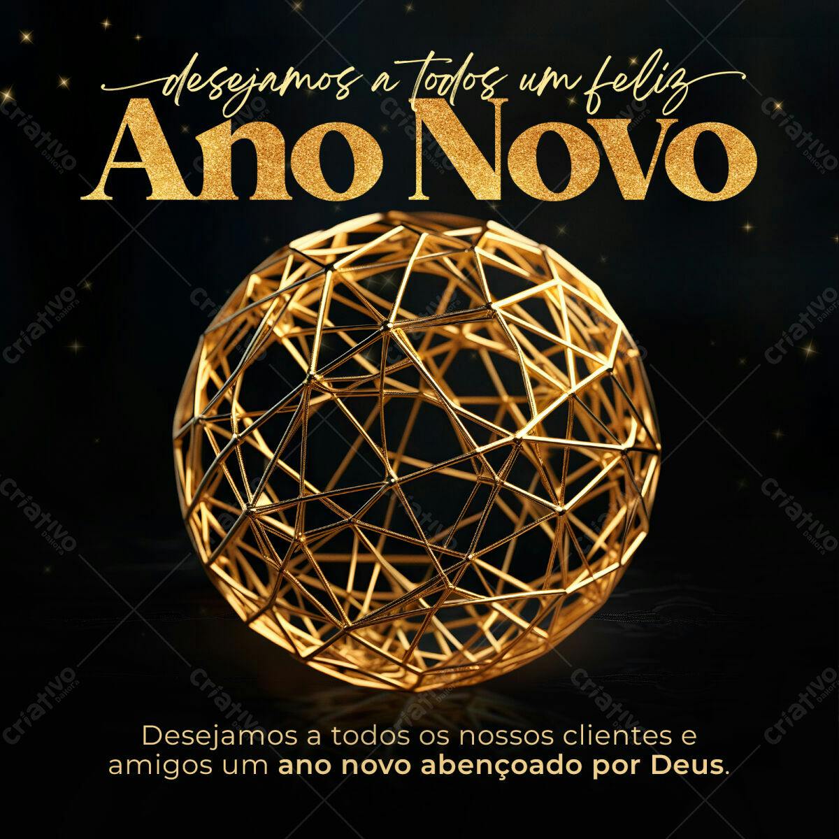 Postagem Ano Novo Dourada PSD Editável