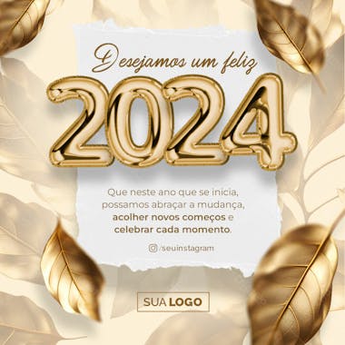 Social media ano novo feliz 2024 new year happy 2024