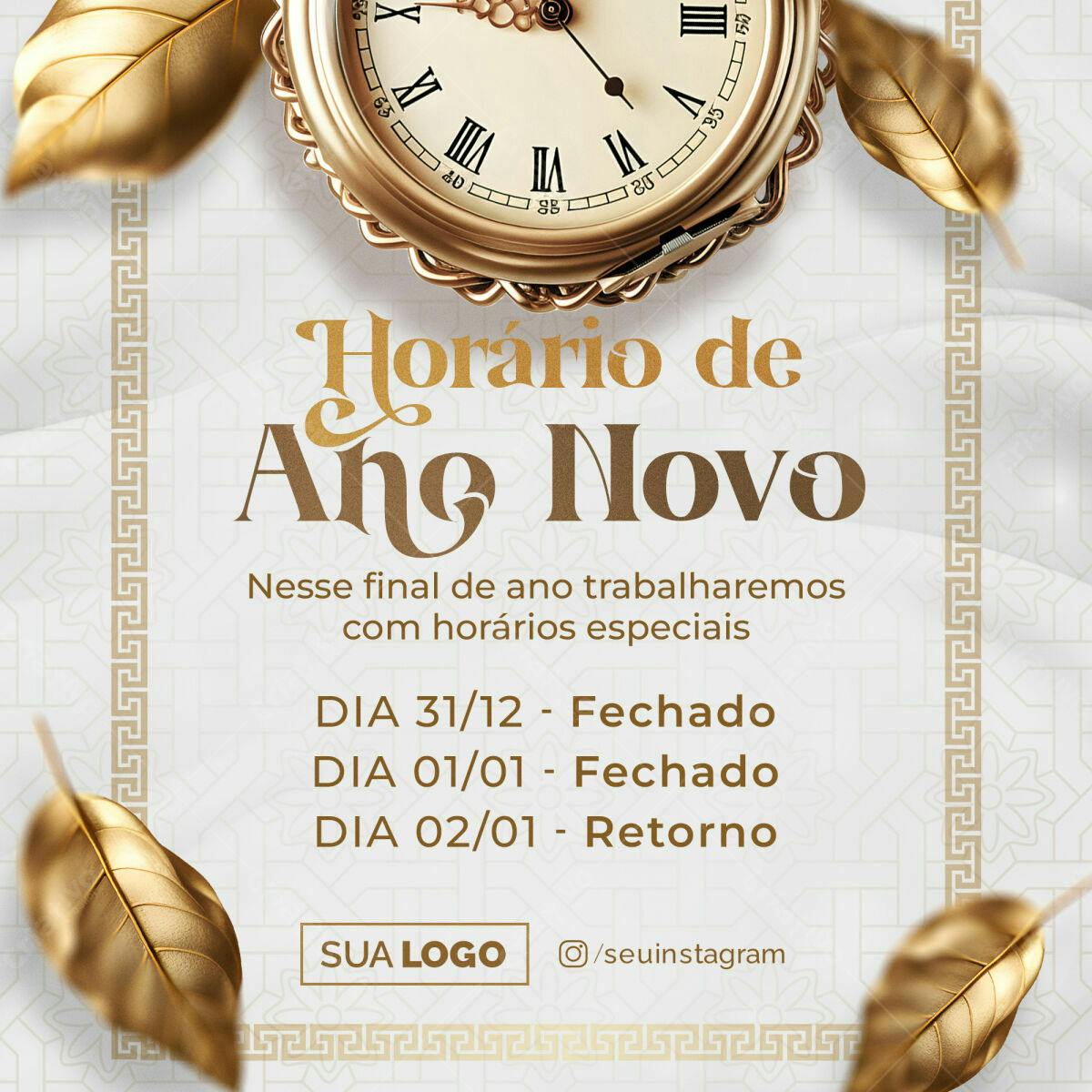 Flyer Horário de Ano Novo PSD Editável