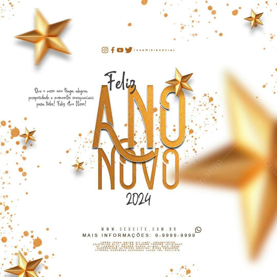 Flyer Feliz Ano Novo 2024 PSD Editável